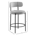 Beacon Boucle Fabric Upholstered Counter Stool in Grey