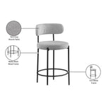 Beacon Boucle Fabric Upholstered Counter Stool in Grey