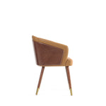 Reeva Vegan Leather Wood Dining Chair in Camel