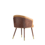 Reeva Vegan Leather Wood Dining Chair in Camel