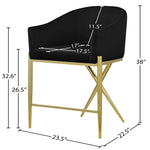 Xavier Velvet Upholstered Counter Stool (867-C) in Black