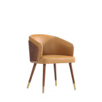 Reeva Vegan Leather Wood Dining Chair in Camel