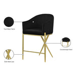 Xavier Velvet Upholstered Counter Stool (867-C) in Black