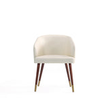 Reeva Vegan Leather Wood Dining Chair in Cream