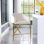 Xavier Velvet Upholstered Counter Stool (867-C) in Cream