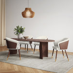 Reeva Vegan Leather Wood Dining Chair in Cream