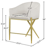 Xavier Velvet Upholstered Counter Stool (867-C) in Cream