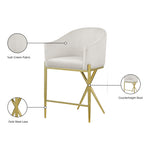 Xavier Velvet Upholstered Counter Stool (867-C) in Cream