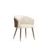 Reeva Vegan Leather Wood Dining Chair in Cream