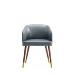 Reeva Vegan Leather Wood Dining Chair in Gray