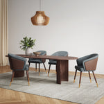 Reeva Vegan Leather Wood Dining Chair in Gray