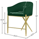 Xavier Velvet Upholstered Counter Stool (867-C) in Green