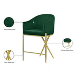 Xavier Velvet Upholstered Counter Stool (867-C) in Green