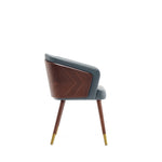 Reeva Vegan Leather Wood Dining Chair in Gray