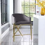 Xavier Velvet Upholstered Counter Stool (867-C) in Grey