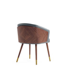 Reeva Vegan Leather Wood Dining Chair in Gray