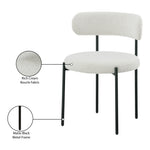 Beacon Boucle Fabric Upholstered Dining Chair in Cream