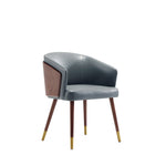 Reeva Vegan Leather Wood Dining Chair in Gray
