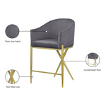 Xavier Velvet Upholstered Counter Stool (867-C) in Grey