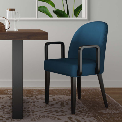 Hillman Wood Upholstered Armchair in Blue