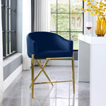 Xavier Velvet Upholstered Counter Stool (867-C) in Navy