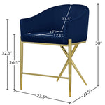 Xavier Velvet Upholstered Counter Stool (867-C) in Navy