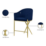 Xavier Velvet Upholstered Counter Stool (867-C) in Navy