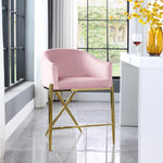 Xavier Velvet Upholstered Counter Stool (867-C) in Pink