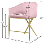 Xavier Velvet Upholstered Counter Stool (867-C) in Pink