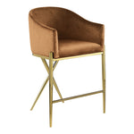 Xavier Velvet Upholstered Counter Stool (867-C) in Saddle