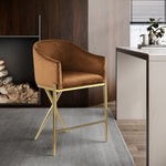 Xavier Velvet Upholstered Counter Stool (867-C) in Saddle
