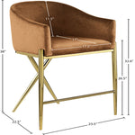 Xavier Velvet Upholstered Counter Stool (867-C) in Saddle