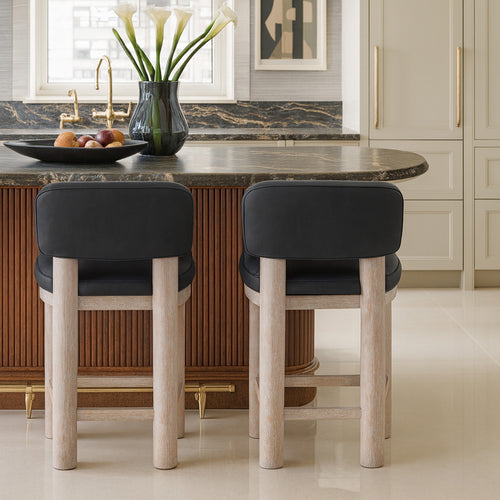 Paloma Vegan Leather Upholstered Counter Stool (88054-C) in Black