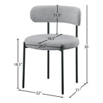 Beacon Boucle Fabric Upholstered Dining Chair in Grey