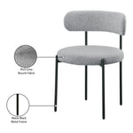 Beacon Boucle Fabric Upholstered Dining Chair in Grey