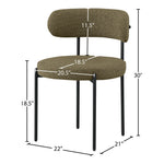 Beacon Boucle Fabric Upholstered Dining Chair in Olive Green