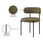 Beacon Boucle Fabric Upholstered Dining Chair in Olive Green