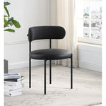 Beacon Vegan Leather And Boucle Fabric Upholstered Dining Chair in Black