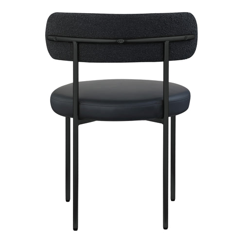 Beacon Vegan Leather And Boucle Fabric Upholstered Dining Chair in Black