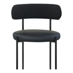 Beacon Vegan Leather And Boucle Fabric Upholstered Dining Chair in Black