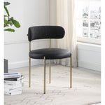Beacon Vegan Leather And Boucle Fabric Upholstered Dining Chair in Black