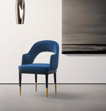 Carrington Velvet Upholstered Armchair in Midnight Blue