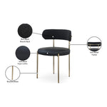 Beacon Vegan Leather And Boucle Fabric Upholstered Dining Chair in Black