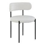 Beacon Vegan Leather And Boucle Fabric Upholstered Dining Chair in Cream