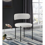 Beacon Vegan Leather And Boucle Fabric Upholstered Dining Chair in Cream