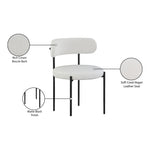 Beacon Vegan Leather And Boucle Fabric Upholstered Dining Chair in Cream