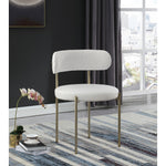 Beacon Vegan Leather And Boucle Fabric Upholstered Dining Chair in Cream