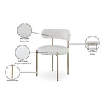 Beacon Vegan Leather And Boucle Fabric Upholstered Dining Chair in Cream