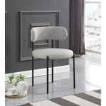 Beacon Vegan Leather And Boucle Fabric Upholstered Dining Chair in Taupe