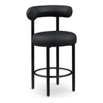 Bordeaux Vegan Leather Upholstered Counter Stool in Black